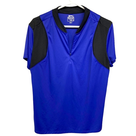 Slazenger Golf Shirt 1/4 Zip Short sleeve XL Blue - Picture 1 of 7